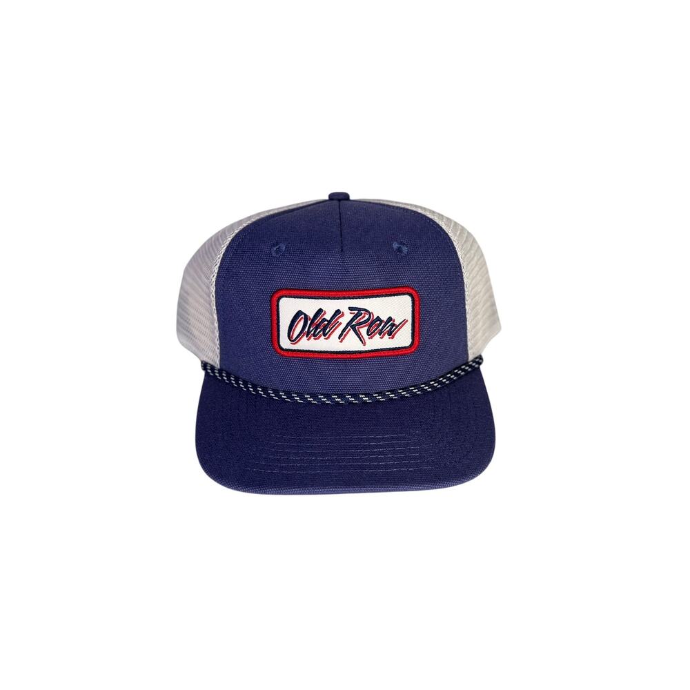 Old Row Trucker Hat Navy White Rope Snapback Mesh Cap Adult One Size NWT